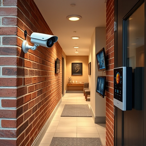 ai security camera scanning for movement,wireless doorbell with camera on brick home,emergency alert system inside hallway,home monitoring control room with multiple screens,compact wireless doorbell at urban entry