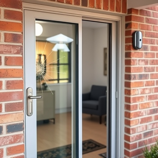 glass break sensor on sliding door,security keypad on modern apartment wall,smart video doorbell on suburban porch,ai security camera scanning for movement,home monitoring control room with multiple screens,wireless doorbell with camera on brick home