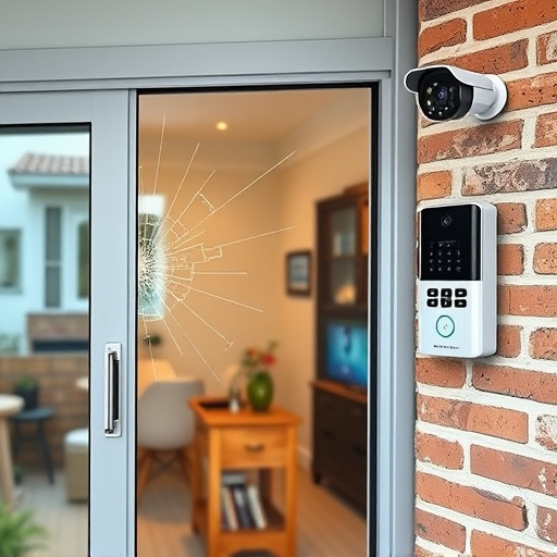 glass break sensor on sliding door,security keypad on modern apartment wall,smart video doorbell on suburban porch,ai security camera scanning for movement,home monitoring control room with multiple screens,wireless doorbell with camera on brick home