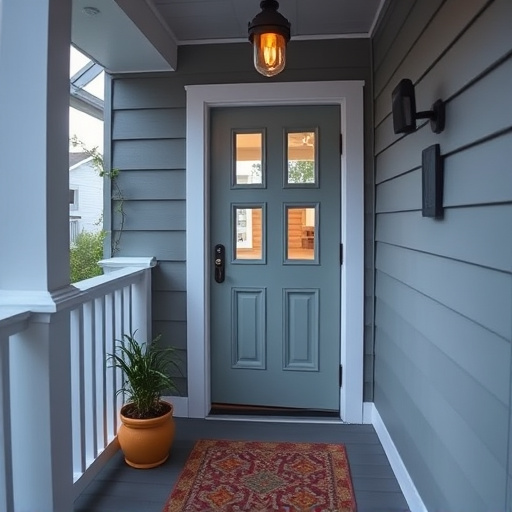 smart video doorbell on suburban porch,apartment entry secured with bolt lock,smart lock installed on modern front door,night vision security camera watching driveway,ai security camera scanning for movement,emergency alert system inside hallway