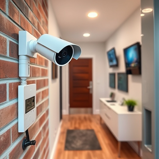 ai security camera scanning for movement,wireless doorbell with camera on brick home,emergency alert system inside hallway,home monitoring control room with multiple screens,compact wireless doorbell at urban entry