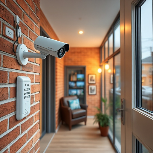 ai security camera scanning for movement,wireless doorbell with camera on brick home,emergency alert system inside hallway,home monitoring control room with multiple screens,compact wireless doorbell at urban entry