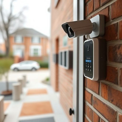 ai security camera scanning for movement,wireless doorbell with camera on brick home,emergency alert system inside hallway,home monitoring control room with multiple screens,compact wireless doorbell at urban entry