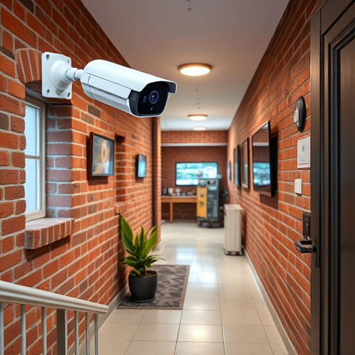 ai security camera scanning for movement,wireless doorbell with camera on brick home,emergency alert system inside hallway,home monitoring control room with multiple screens,compact wireless doorbell at urban entry