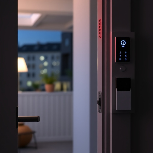 apartment entry secured with bolt lock,flashing red home security alert light at night,sensor alert notification on homeowner’s phone,smart video doorbell on suburban porch,security keypad on modern apartment wall,compact wireless doorbell at urban entry