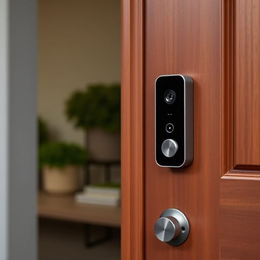 compact wireless doorbell at urban entry