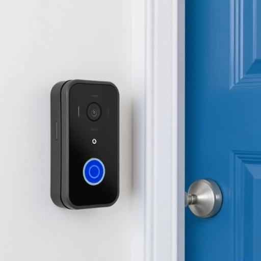compact wireless doorbell at urban entry