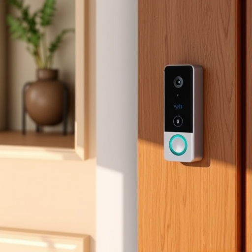compact wireless doorbell at urban entry