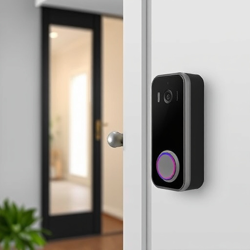 compact wireless doorbell at urban entry