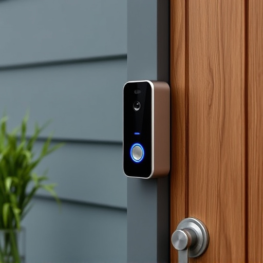 compact wireless doorbell at urban entry
