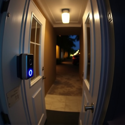 doorbell camera recording visitor at night