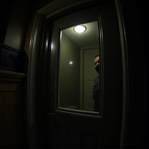 doorbell camera recording visitor at night