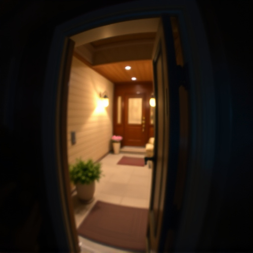 doorbell camera recording visitor at night