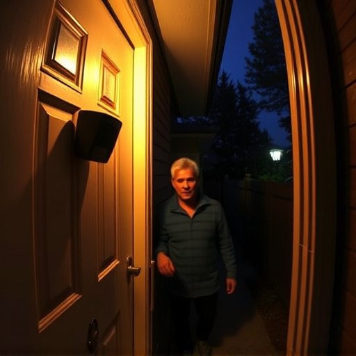 doorbell camera recording visitor at night