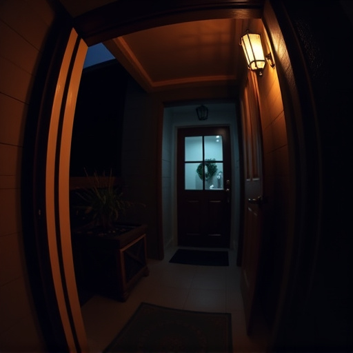 doorbell camera recording visitor at night