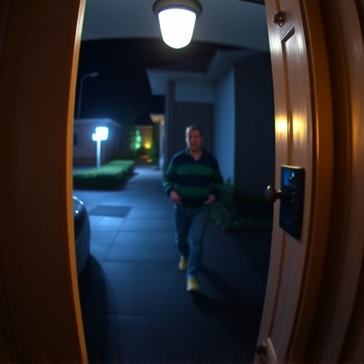 doorbell camera recording visitor at night