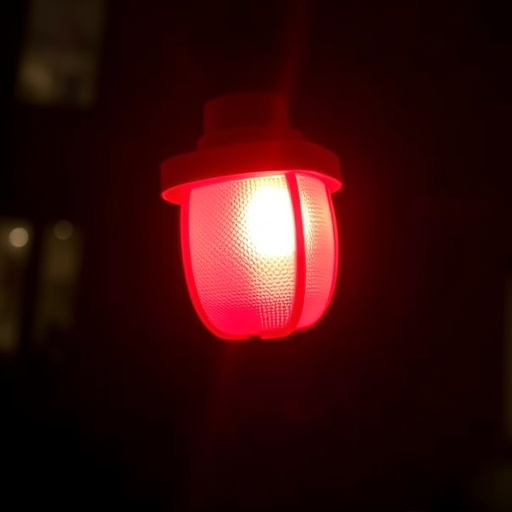 flashing red home security alert light at night