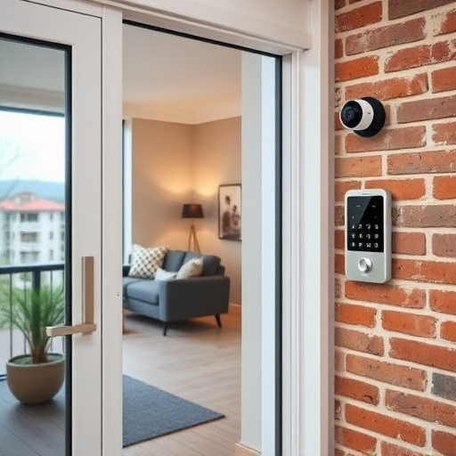 glass break sensor on sliding door,security keypad on modern apartment wall,smart video doorbell on suburban porch,ai security camera scanning for movement,home monitoring control room with multiple screens,wireless doorbell with camera on brick home