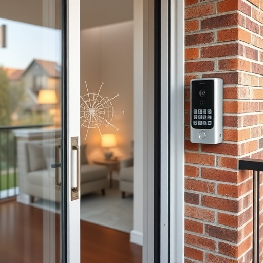 glass break sensor on sliding door,security keypad on modern apartment wall,smart video doorbell on suburban porch,ai security camera scanning for movement,home monitoring control room with multiple screens,wireless doorbell with camera on brick home