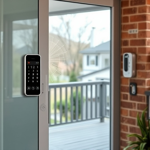 glass break sensor on sliding door,security keypad on modern apartment wall,smart video doorbell on suburban porch,ai security camera scanning for movement,home monitoring control room with multiple screens,wireless doorbell with camera on brick home