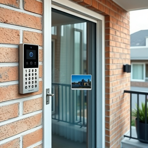 glass break sensor on sliding door,security keypad on modern apartment wall,smart video doorbell on suburban porch,ai security camera scanning for movement,home monitoring control room with multiple screens,wireless doorbell with camera on brick home