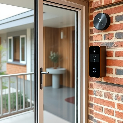 glass break sensor on sliding door,security keypad on modern apartment wall,smart video doorbell on suburban porch,ai security camera scanning for movement,home monitoring control room with multiple screens,wireless doorbell with camera on brick home