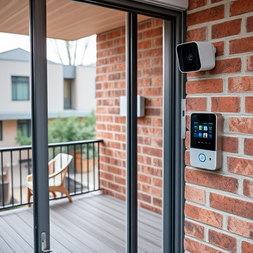 glass break sensor on sliding door,security keypad on modern apartment wall,smart video doorbell on suburban porch,ai security camera scanning for movement,home monitoring control room with multiple screens,wireless doorbell with camera on brick home