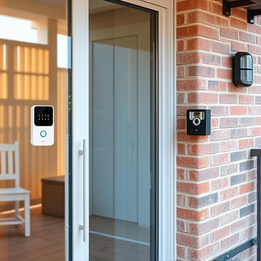 glass break sensor on sliding door,security keypad on modern apartment wall,smart video doorbell on suburban porch,ai security camera scanning for movement,home monitoring control room with multiple screens,wireless doorbell with camera on brick home