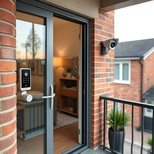 glass break sensor on sliding door,security keypad on modern apartment wall,smart video doorbell on suburban porch,ai security camera scanning for movement,home monitoring control room with multiple screens,wireless doorbell with camera on brick home