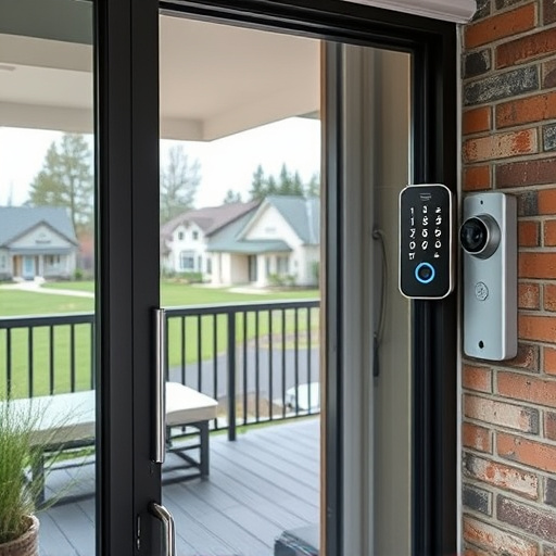glass break sensor on sliding door,security keypad on modern apartment wall,smart video doorbell on suburban porch,ai security camera scanning for movement,home monitoring control room with multiple screens,wireless doorbell with camera on brick home