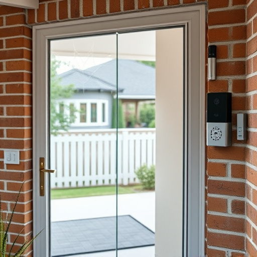 glass break sensor on sliding door,security keypad on modern apartment wall,smart video doorbell on suburban porch,ai security camera scanning for movement,home monitoring control room with multiple screens,wireless doorbell with camera on brick home