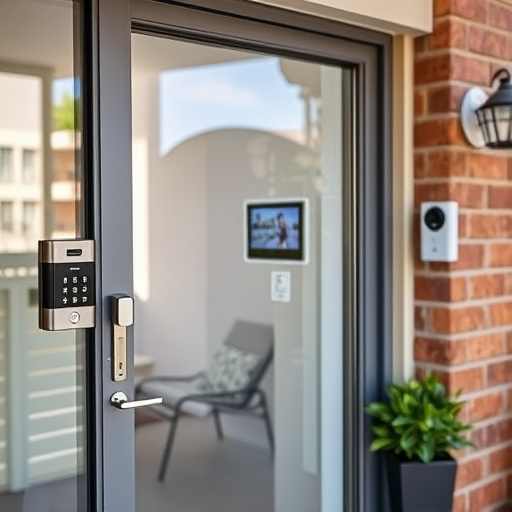 glass break sensor on sliding door,security keypad on modern apartment wall,smart video doorbell on suburban porch,ai security camera scanning for movement,home monitoring control room with multiple screens,wireless doorbell with camera on brick home