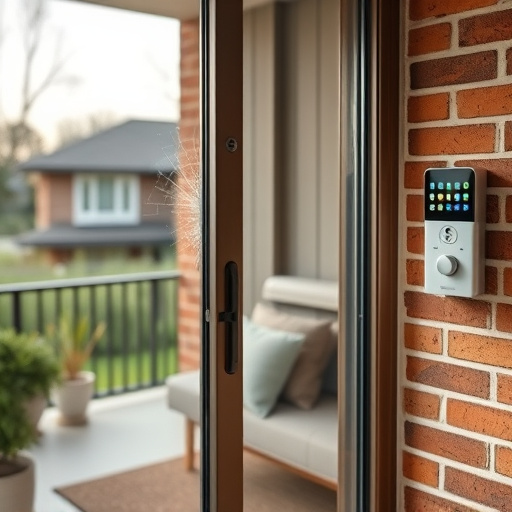 glass break sensor on sliding door,security keypad on modern apartment wall,smart video doorbell on suburban porch,ai security camera scanning for movement,home monitoring control room with multiple screens,wireless doorbell with camera on brick home