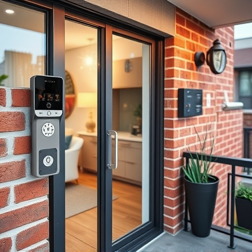 glass break sensor on sliding door,security keypad on modern apartment wall,smart video doorbell on suburban porch,ai security camera scanning for movement,home monitoring control room with multiple screens,wireless doorbell with camera on brick home