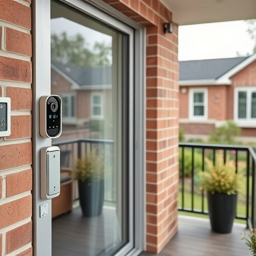 glass break sensor on sliding door,security keypad on modern apartment wall,smart video doorbell on suburban porch,ai security camera scanning for movement,home monitoring control room with multiple screens,wireless doorbell with camera on brick home