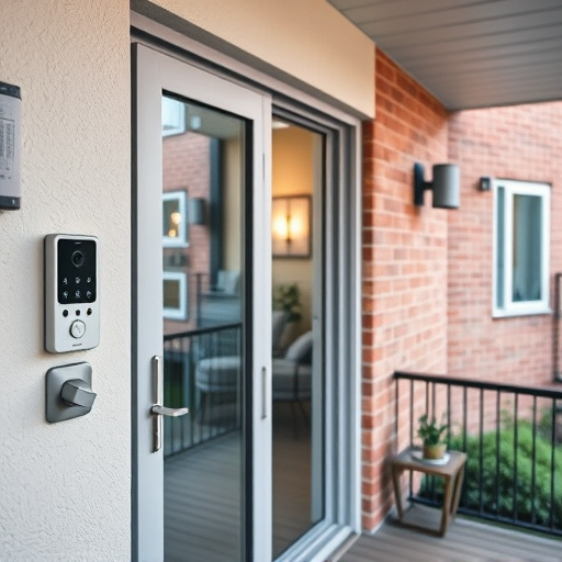 glass break sensor on sliding door,security keypad on modern apartment wall,smart video doorbell on suburban porch,ai security camera scanning for movement,home monitoring control room with multiple screens,wireless doorbell with camera on brick home