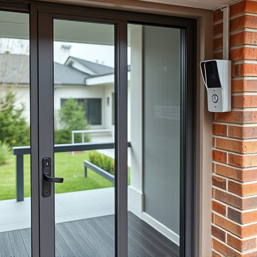 glass break sensor on sliding door,security keypad on modern apartment wall,smart video doorbell on suburban porch,ai security camera scanning for movement,home monitoring control room with multiple screens,wireless doorbell with camera on brick home