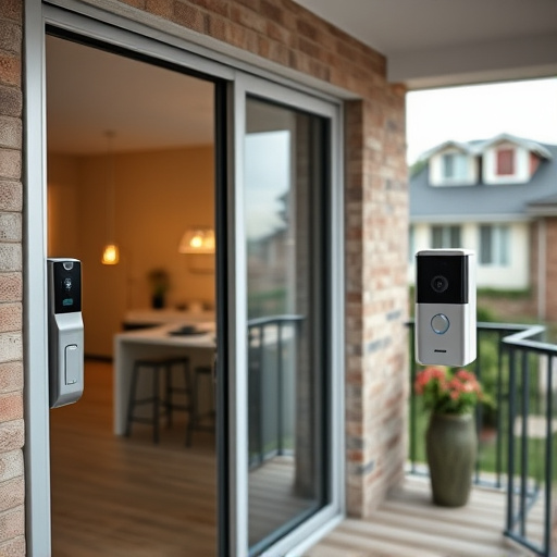 glass break sensor on sliding door,security keypad on modern apartment wall,smart video doorbell on suburban porch,ai security camera scanning for movement,home monitoring control room with multiple screens,wireless doorbell with camera on brick home