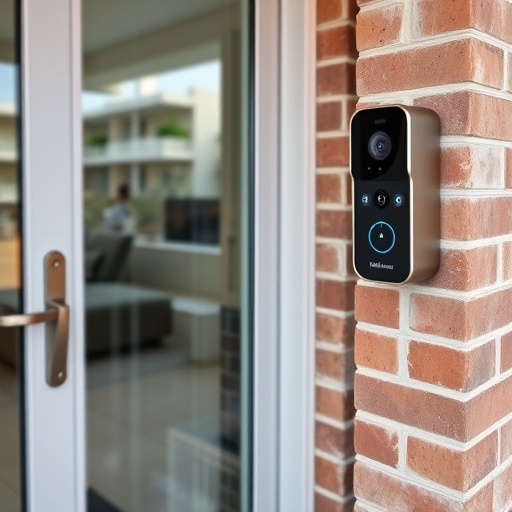 glass break sensor on sliding door,security keypad on modern apartment wall,smart video doorbell on suburban porch,ai security camera scanning for movement,home monitoring control room with multiple screens,wireless doorbell with camera on brick home