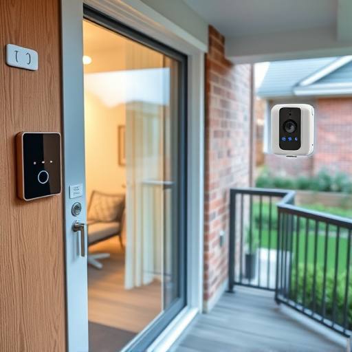 glass break sensor on sliding door,security keypad on modern apartment wall,smart video doorbell on suburban porch,ai security camera scanning for movement,home monitoring control room with multiple screens,wireless doorbell with camera on brick home