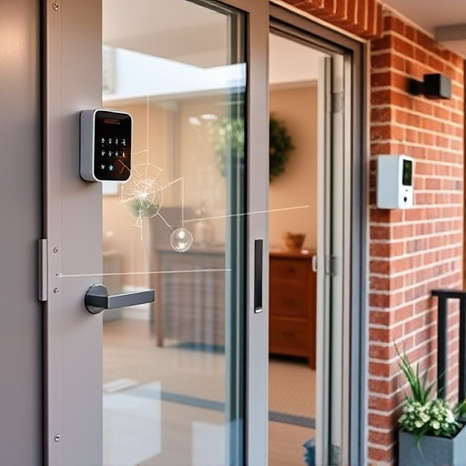 glass break sensor on sliding door,security keypad on modern apartment wall,smart video doorbell on suburban porch,ai security camera scanning for movement,home monitoring control room with multiple screens,wireless doorbell with camera on brick home