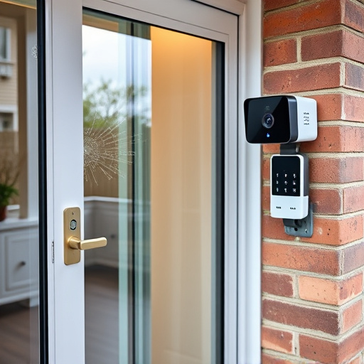 glass break sensor on sliding door,security keypad on modern apartment wall,smart video doorbell on suburban porch,ai security camera scanning for movement,home monitoring control room with multiple screens,wireless doorbell with camera on brick home