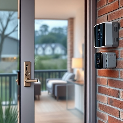 glass break sensor on sliding door,security keypad on modern apartment wall,smart video doorbell on suburban porch,ai security camera scanning for movement,home monitoring control room with multiple screens,wireless doorbell with camera on brick home
