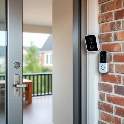 glass break sensor on sliding door,security keypad on modern apartment wall,smart video doorbell on suburban porch,ai security camera scanning for movement,home monitoring control room with multiple screens,wireless doorbell with camera on brick home