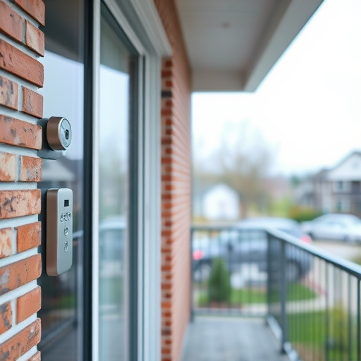 glass break sensor on sliding door,security keypad on modern apartment wall,smart video doorbell on suburban porch,ai security camera scanning for movement,home monitoring control room with multiple screens,wireless doorbell with camera on brick home