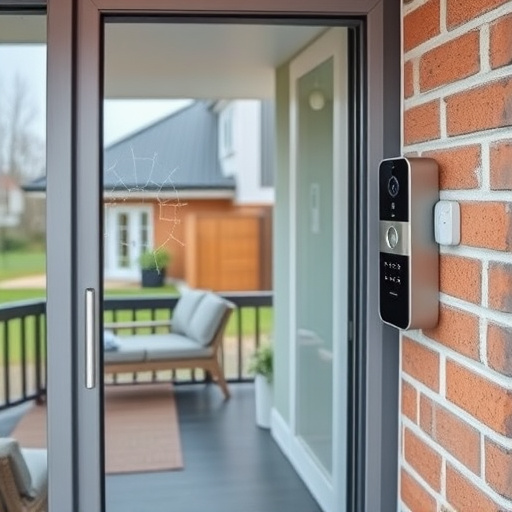 glass break sensor on sliding door,security keypad on modern apartment wall,smart video doorbell on suburban porch,ai security camera scanning for movement,home monitoring control room with multiple screens,wireless doorbell with camera on brick home