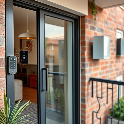glass break sensor on sliding door,security keypad on modern apartment wall,smart video doorbell on suburban porch,ai security camera scanning for movement,home monitoring control room with multiple screens,wireless doorbell with camera on brick home