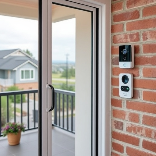glass break sensor on sliding door,security keypad on modern apartment wall,smart video doorbell on suburban porch,ai security camera scanning for movement,home monitoring control room with multiple screens,wireless doorbell with camera on brick home