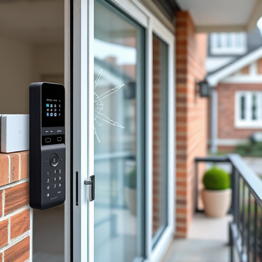 glass break sensor on sliding door,security keypad on modern apartment wall,smart video doorbell on suburban porch,ai security camera scanning for movement,home monitoring control room with multiple screens,wireless doorbell with camera on brick home