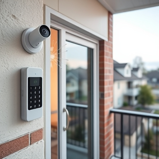 glass break sensor on sliding door,security keypad on modern apartment wall,smart video doorbell on suburban porch,ai security camera scanning for movement,home monitoring control room with multiple screens,wireless doorbell with camera on brick home